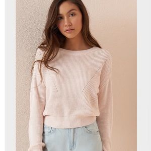 Garage Knitted Crew Neck Sweater in pink BNWT